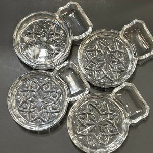4 Vintage Crystal Glass Coaster Ashtrays